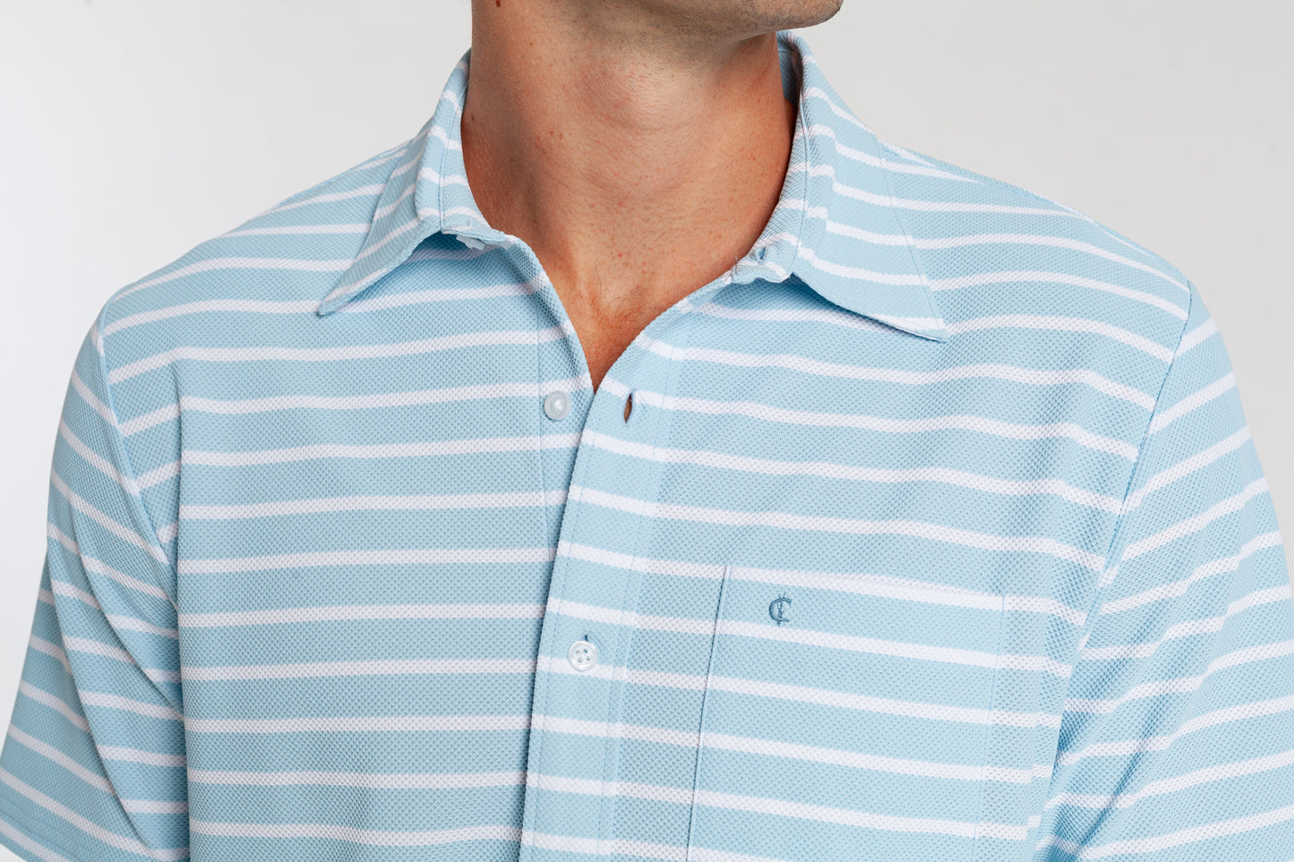 Criquet Performance Pique Knit Button Down - Sky