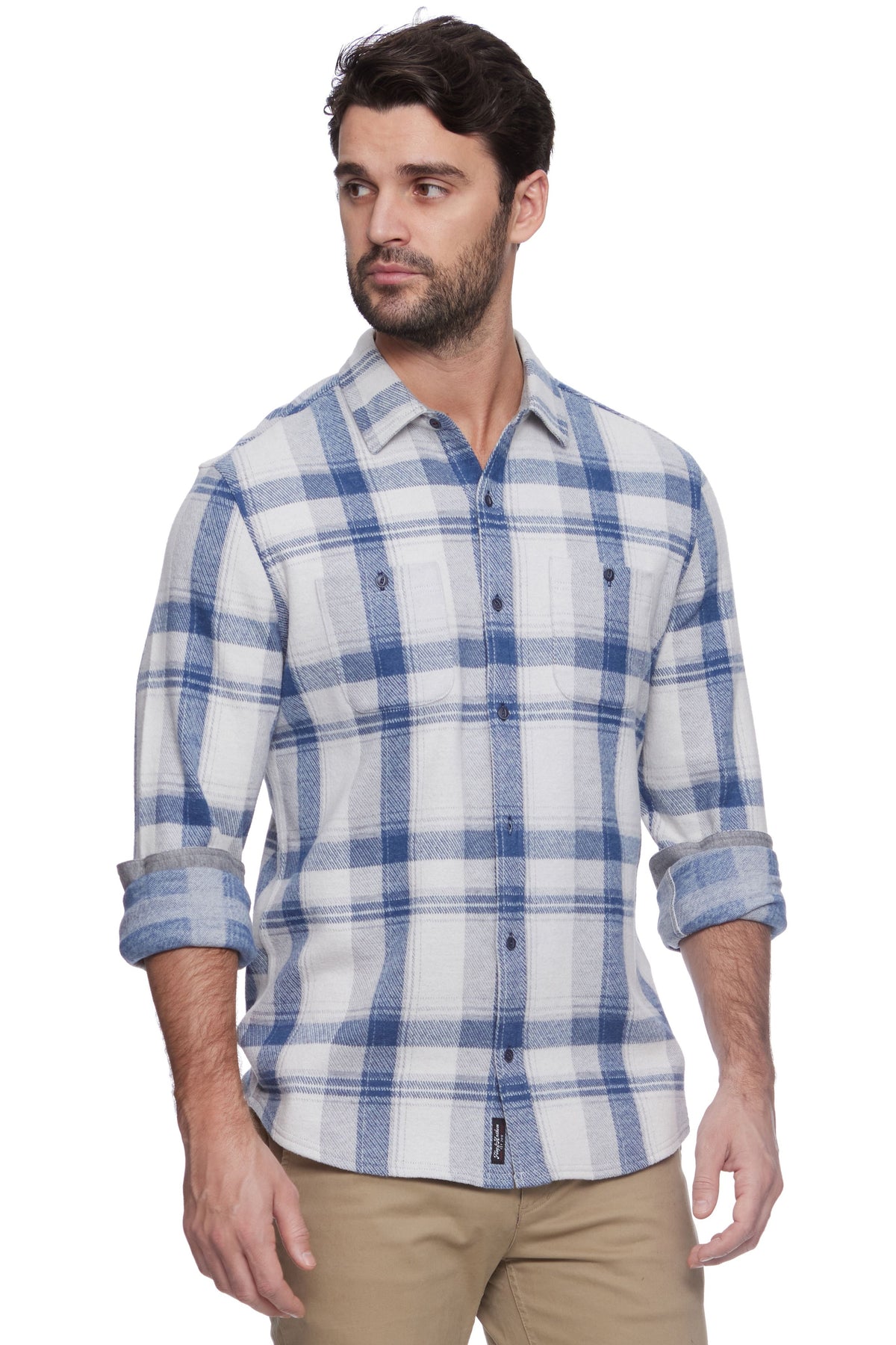 Flag & Anthem | Hero Stretch Flannel Shirt | Cream/Blue