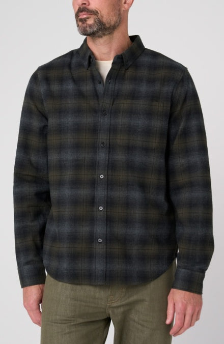 Liverpool Los Angeles | Long Sleeve Button Up | Olive Black Grey Multi