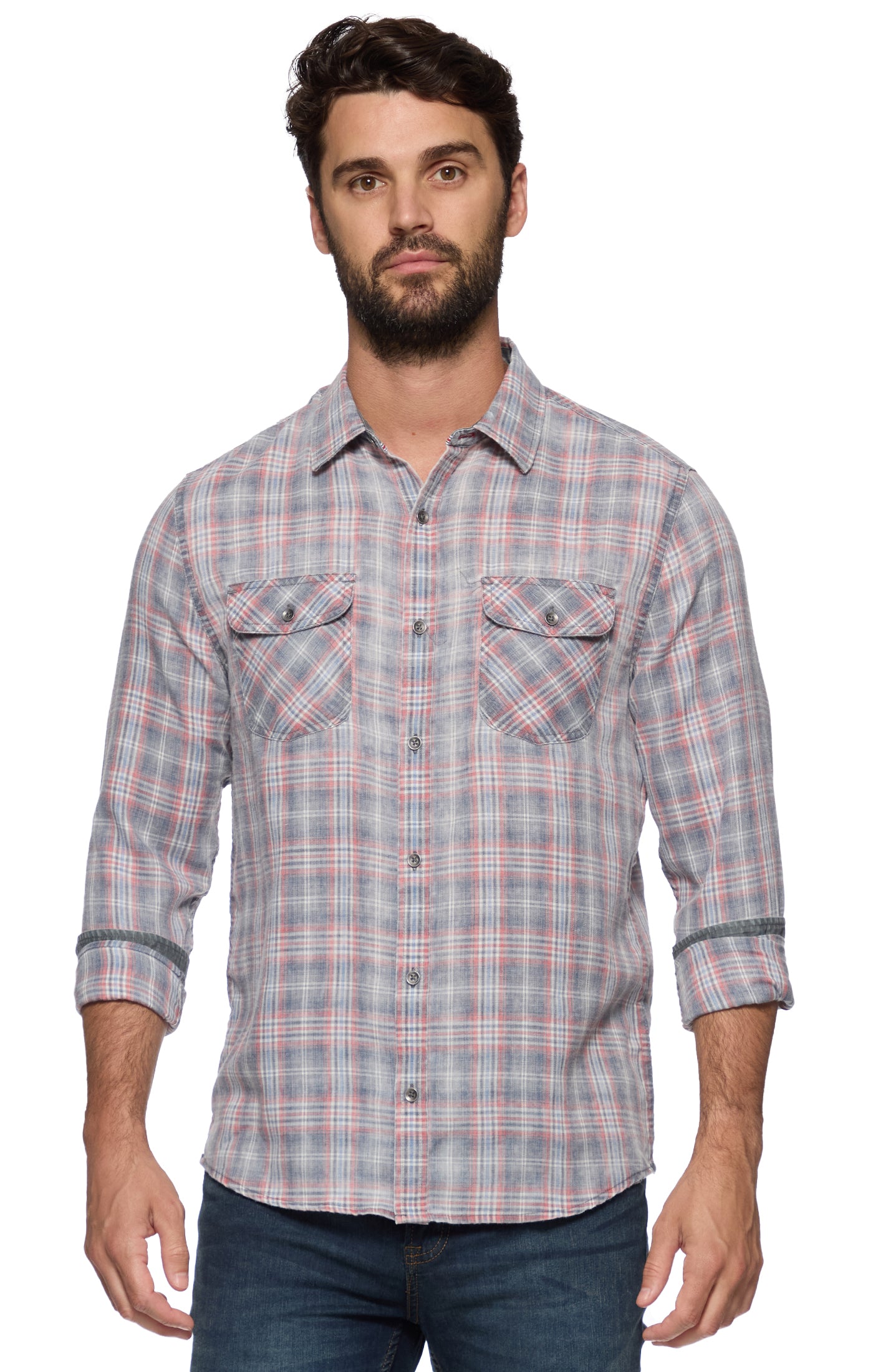 Flag and Anthem Pomona Vintage Washed Shirt - Navy / Red