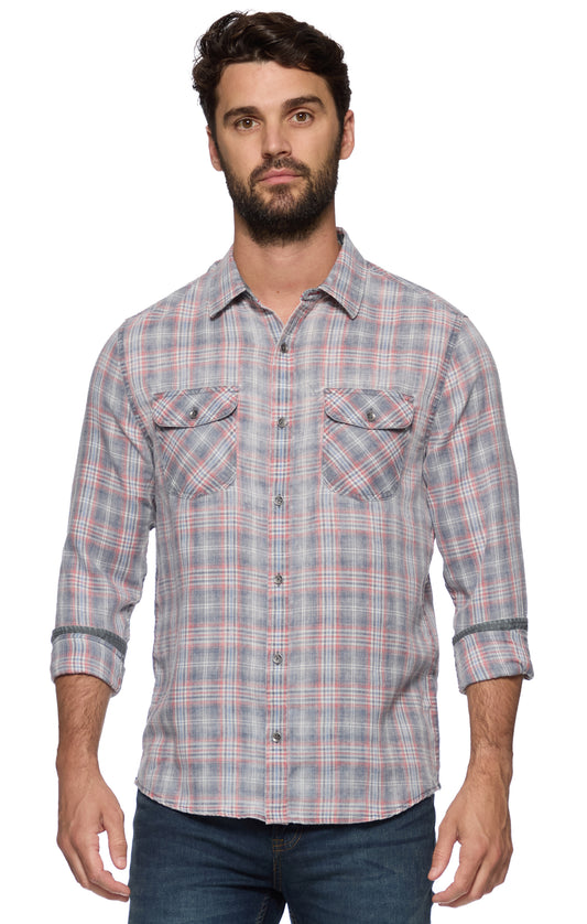 Flag and Anthem Pomona Vintage Washed Shirt - Navy / Red