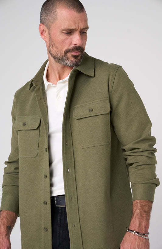 Liverpool Los Angeles | Knit Long Sleeve Button up Shirt | Winter Moss