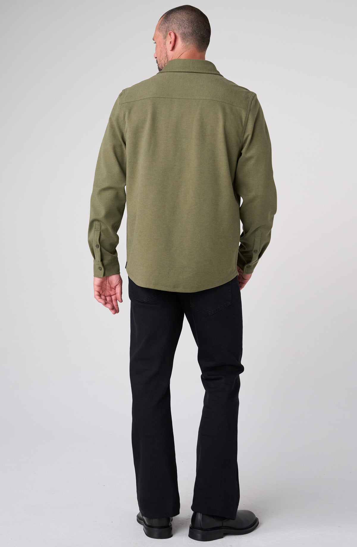 Liverpool Los Angeles | Knit Long Sleeve Button up Shirt | Winter Moss