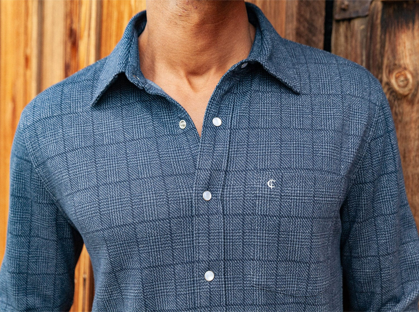 Criquet Chill Knit Pearl Snap - Navy Jacquard