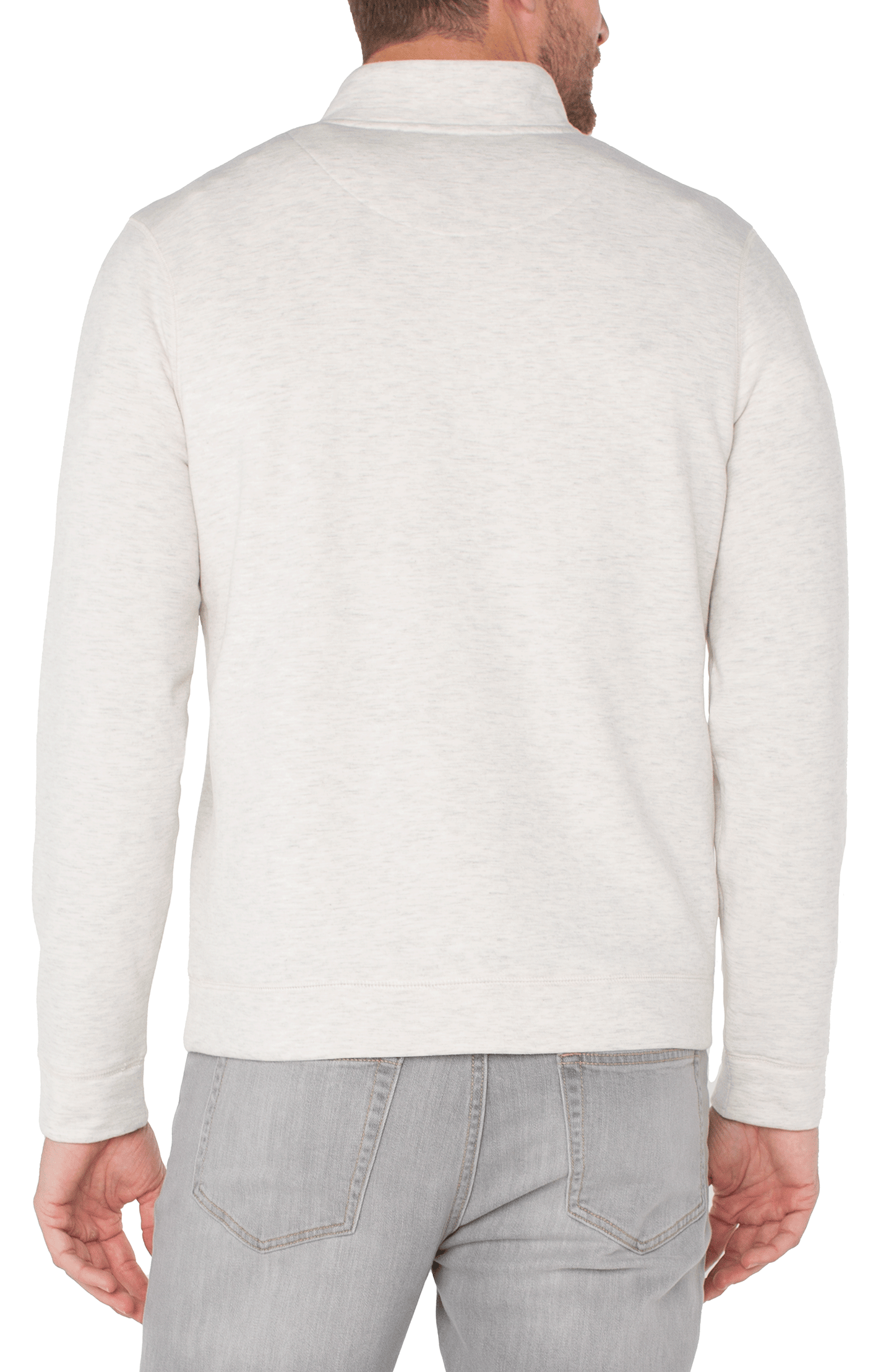 Liverpool Los Angeles Mock Neck Button Placket Pullover - Ivory/Grey