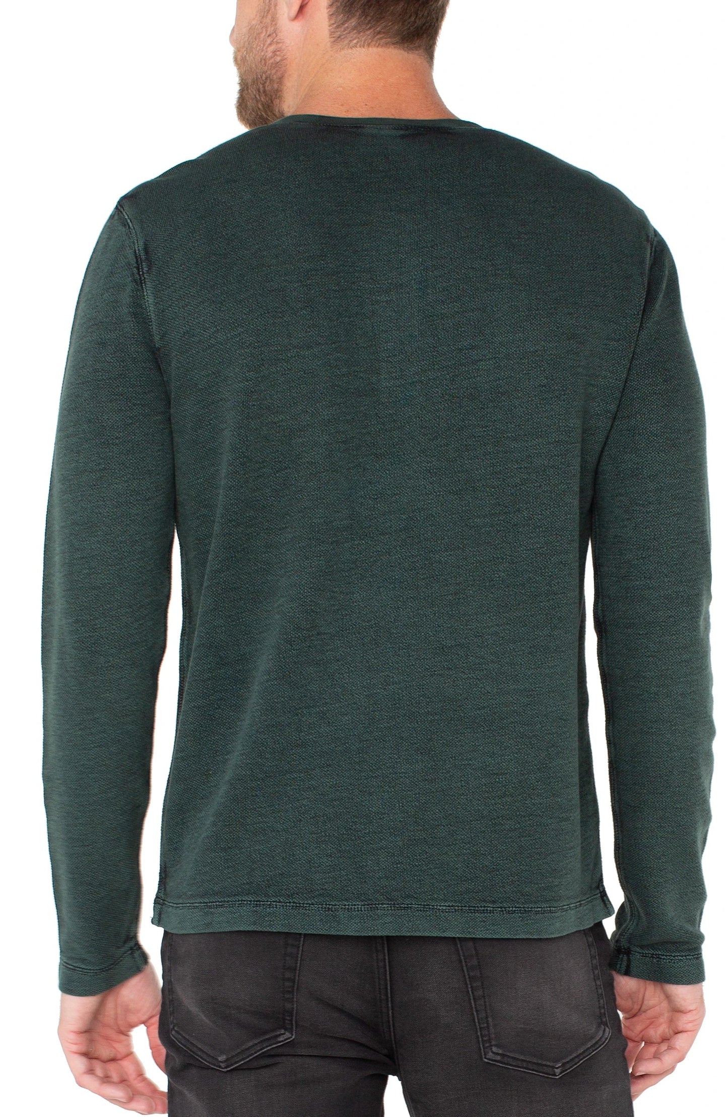 Liverpool Los Angeles Long Sleeve Henley - Spruce/Black