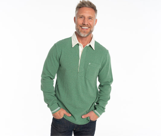 Criquet Waffle Rugby Shirt - Heather Green