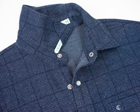 Criquet Chill Knit Pearl Snap - Navy Jacquard